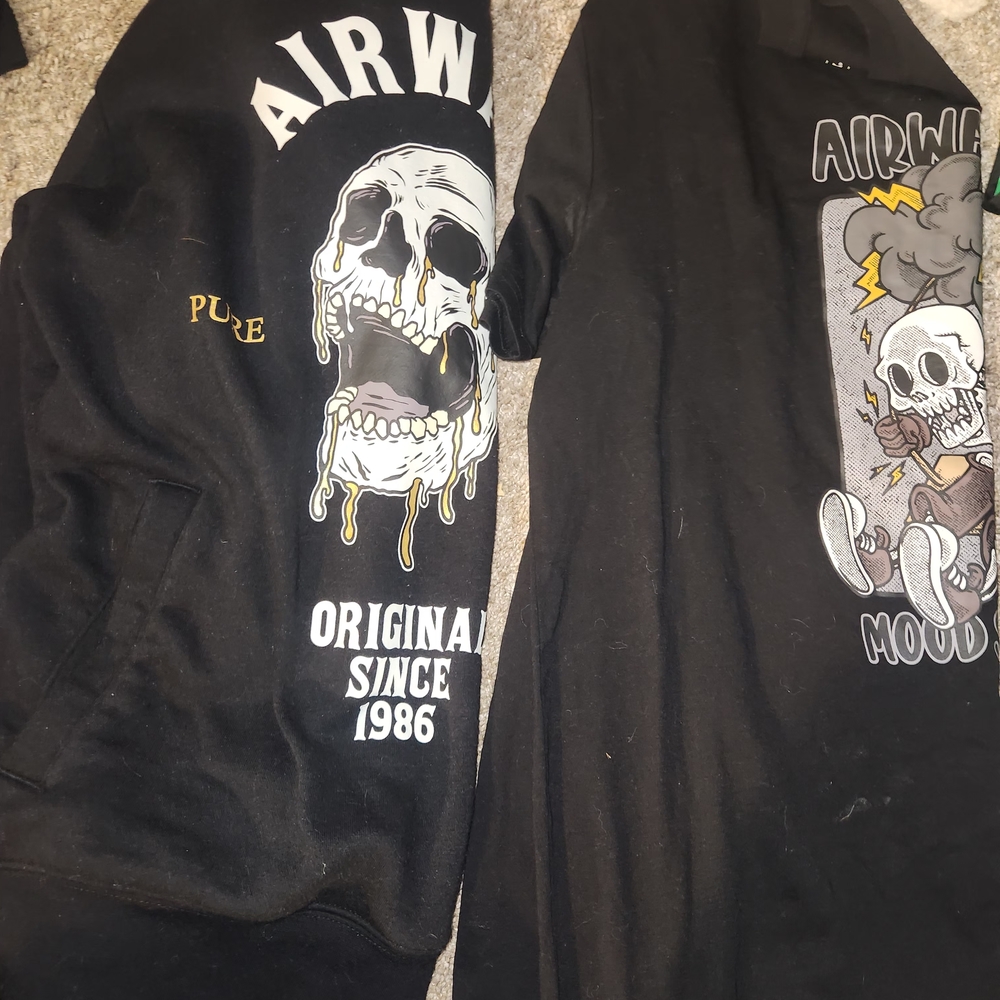 Airwalk Black Skull Graphic Hoodie and Tee